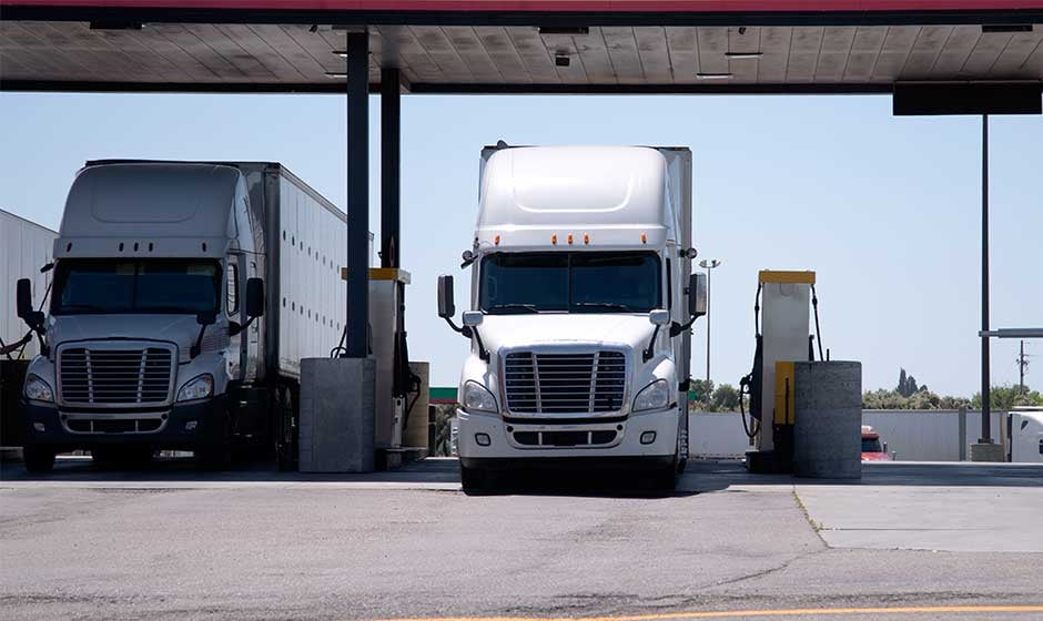 Semi-trucks-filling-up-gas-station